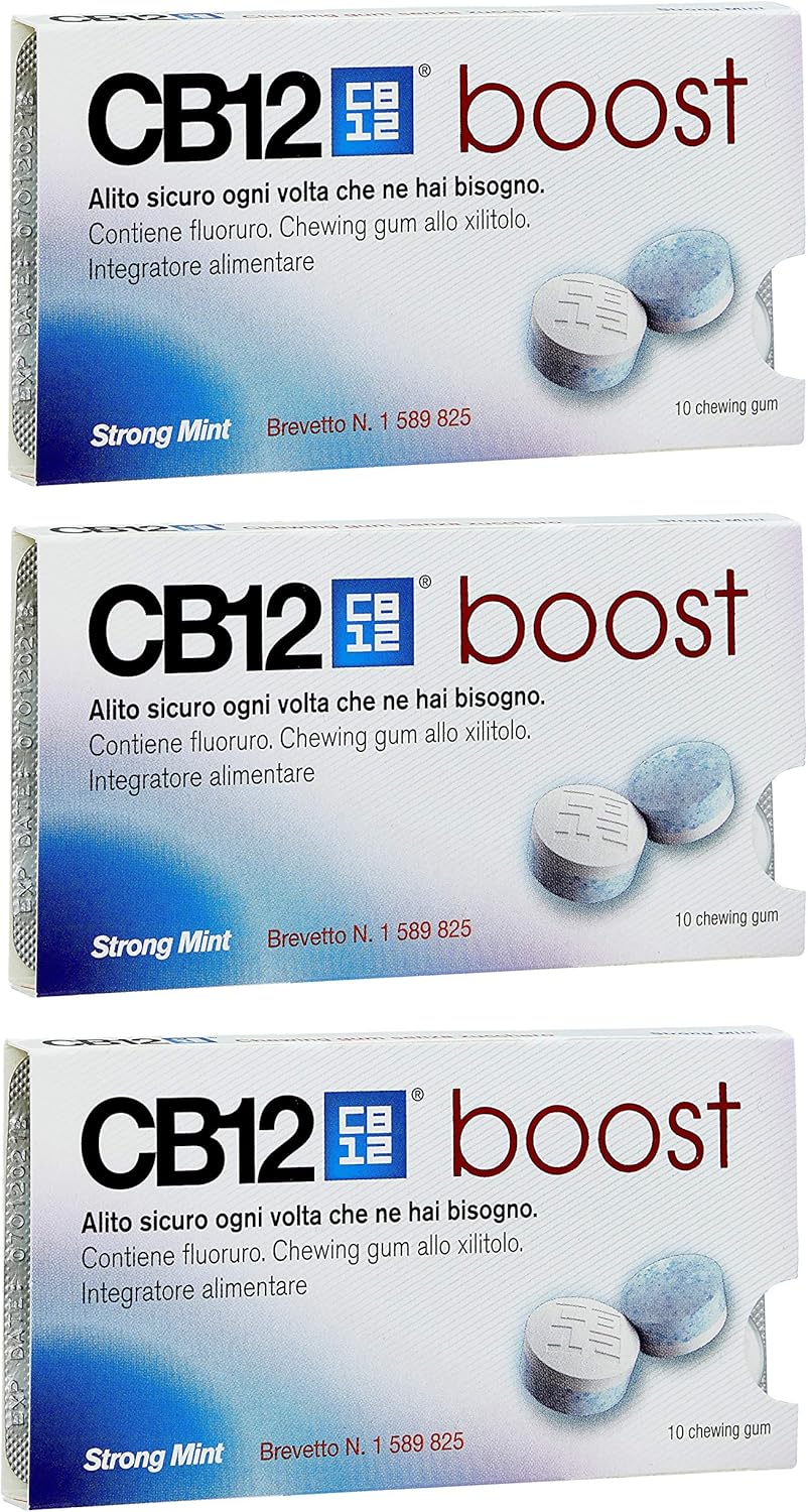 CB12 Boost Sugar Free Gum - Strong Mint (3 x Packs)