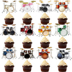 48pcs Drum Cupcake Topperss Drum Theme Birthday Party Decorations Music Drum Party Cupcake Topper Decorations for Drummer Birthday Party Baby Shower Supplies