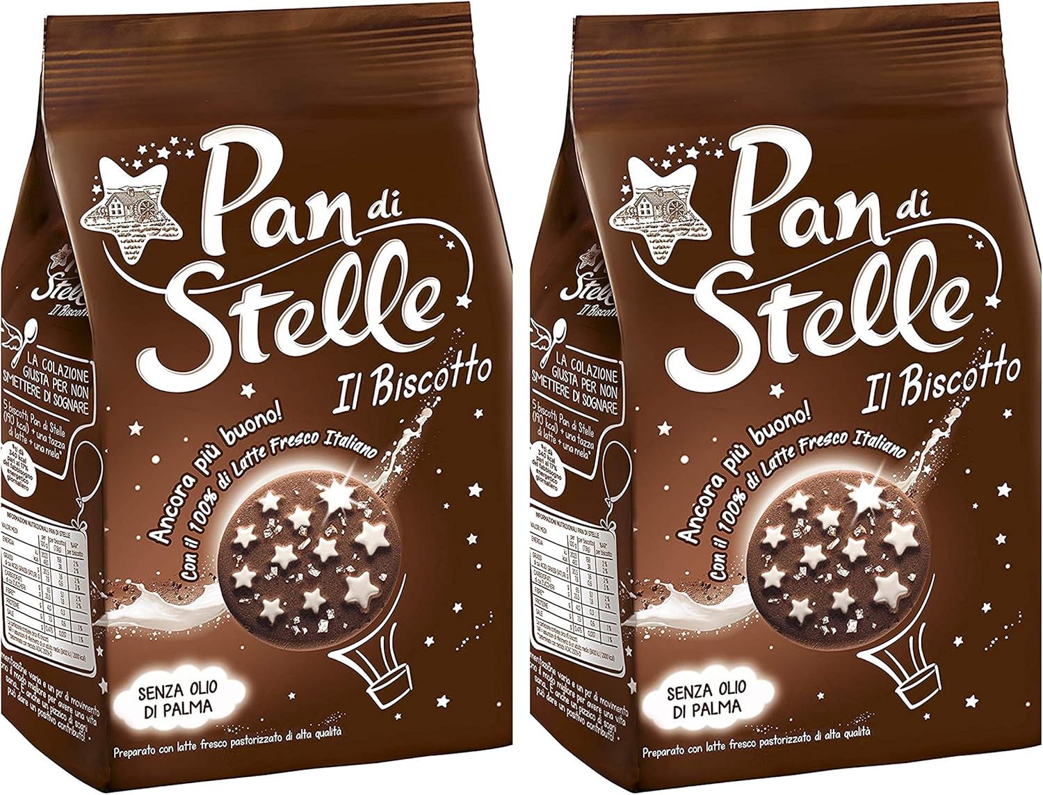 Pan di Stelle Mulino Bianco Biscuit with Cocoa , Hazelnuts 12.3 oz (350g) From Italy Pack of 2
