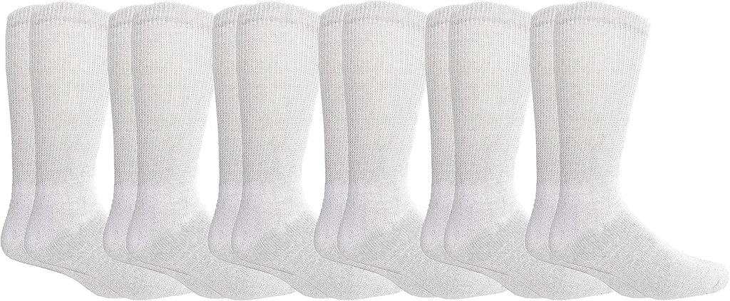 Yacht & Smith 6 Pairs of Loose Fit Non-Binding Soft Cotton Diabetic Crew And Ankle Socks, Bulk Value Pairs
