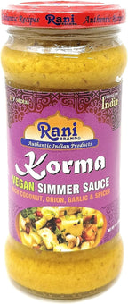 Rani Korma Curry Vegan Simmer Sauce (Rich Coconut, Onion, Garlic & Spices) 14oz (400g) Glass Jar ~ Easy to Use | Vegan | No Colors | All Natural | NON-GMO | Gluten Free | Indian Origin