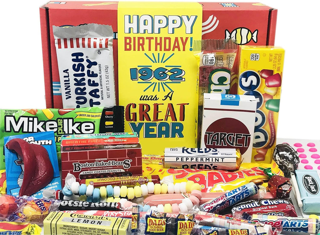 RETRO CANDY YUM ~ 1962 64th Birthday Gift Box Nostalgic Candy Mix from Childhood for 64 Year Old Man or Woman Born in 1962 Jr