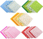AUEAR, 35 Pack Cotton Print Fabric Bundle Squares 9.8"x9.8" Quilting Sewing Floral Precut Sheets for DIY Scrapbooking Dot Pattern (Bright Colors: Red & Blue Yellow Pink Green)