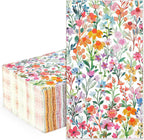 Whaline 50 Pcs Flower Guest Napkins Disposable Napkins Watercolor Wildflower Floral Dinner Paper Hand Towel for Bathroom Spring Birthday Party Table Supplies