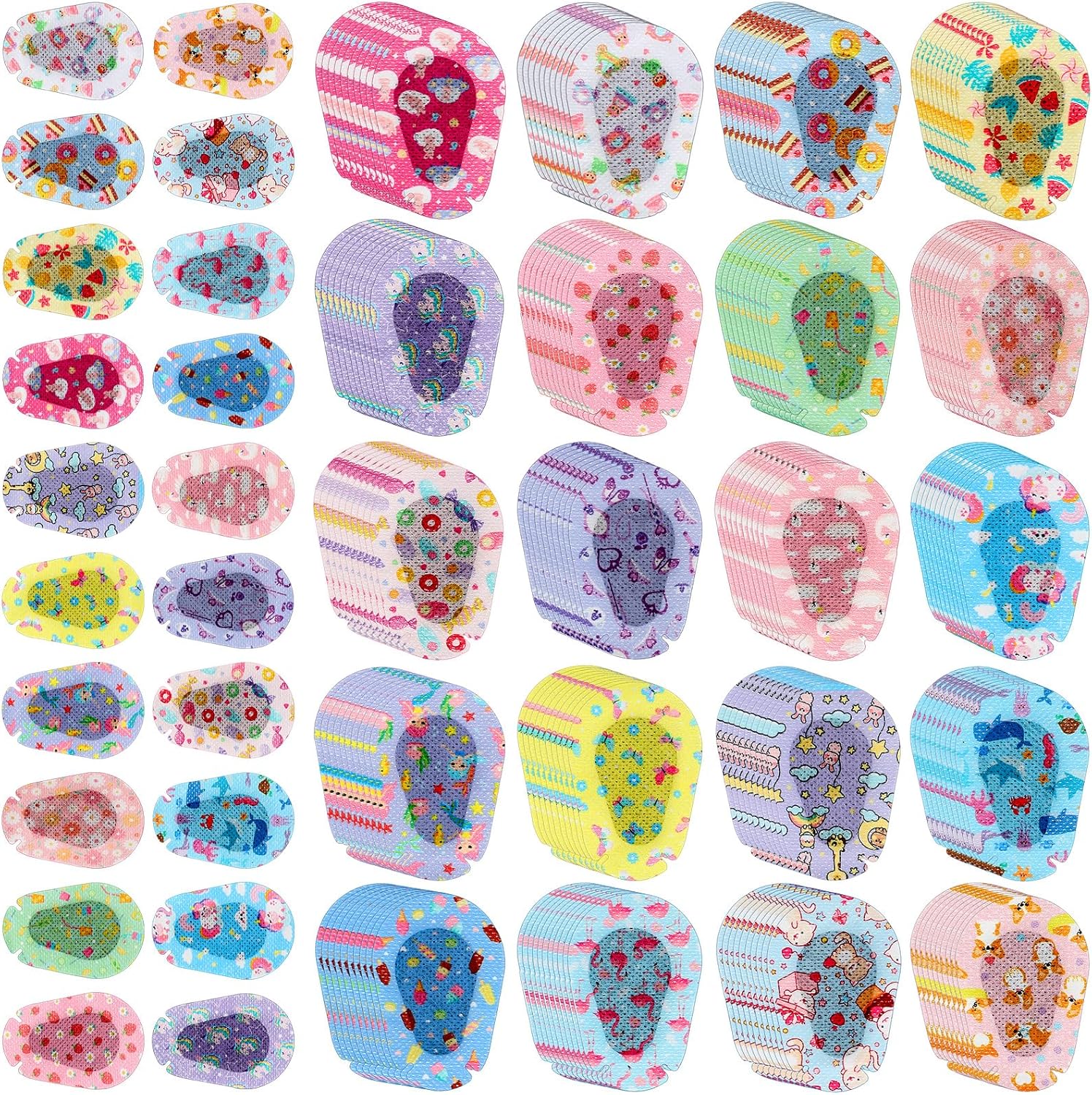 200 Pcs Adhesive Eye Patches for Kids Girls Cute Toddler Eye Patch Bulk Colorful Breathable Lazy Patch Cartoon Adhesive Bandages for Children Baby Light Blocking, 20 Styles, 3 x 2 Inches