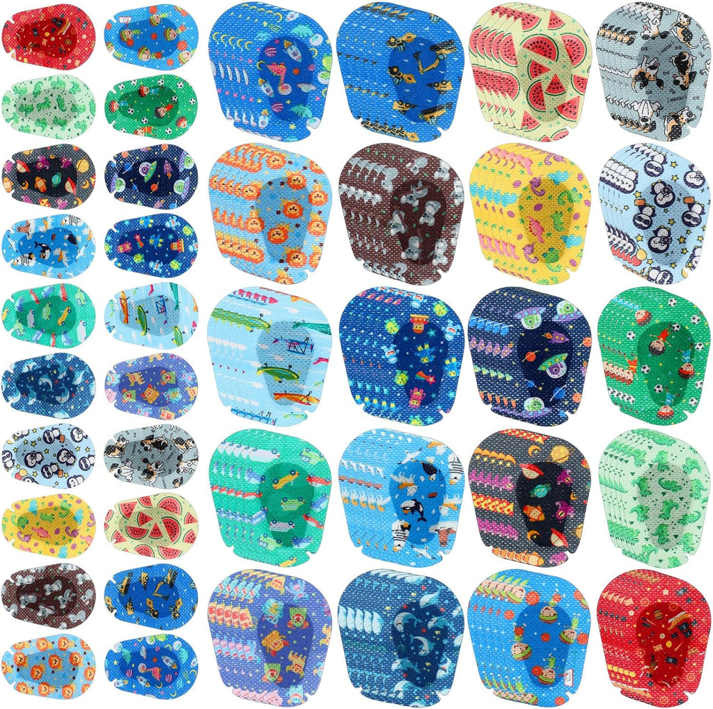 Copkim 100 Pcs Adhesive Eye Patches for Kids Boys 20 Styles Breathable Boy Eye Patch Bulk Light Blocking Cotton Adhesive Bandages for Toddler Boys, 3 x 2 Inch