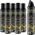 Olive Oil Spray by Atlas, Dual Function Olive Oil Cooking Spray and Stream, 5.4 fl oz, 6 Pack, Extra Virgin, Non Stick, Cold Pressed, Polyphenol Rich, Organic Moroccan EVOO, Hydroxytyrosol, Keto