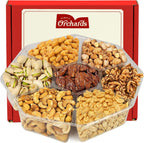 Nuts Gift Basket - 7 Sectional Platter With a Variety of Freshly Roasted Nuts - Beautifully Packaged Gift for Birthday, Sympathy. Large Family Pack.