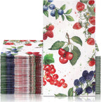 Supervitae 50 Pack Summer Fruit Paper Guest Napkins 3 Ply Disposable Summer Berry Hand Towels Fruit Decorative Paper Bathroom Napkins for Baby Shower Birthday Holiday Table Home Party Supplies