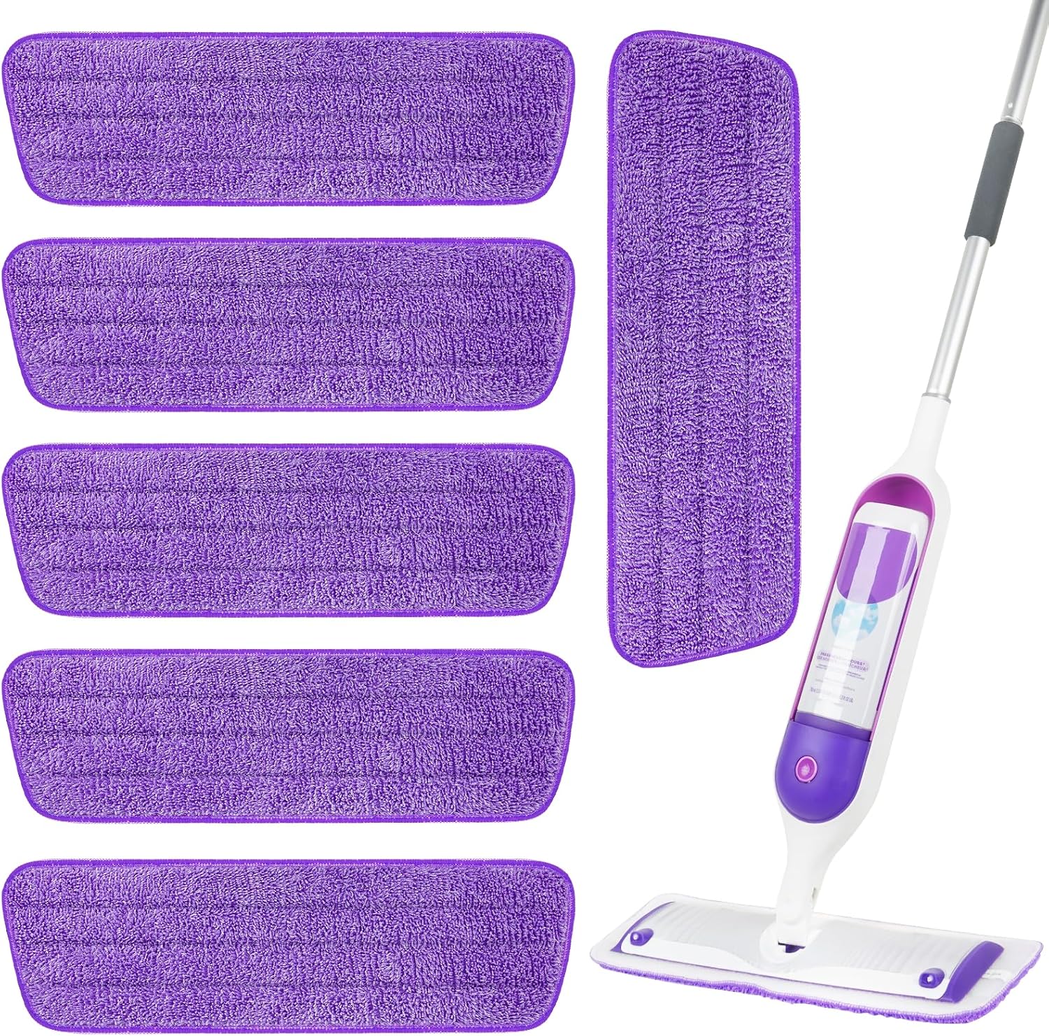 6 Pack Reusable Microfiber Mop Pads for Swiffer PowerMop, 13-16 Inch Spray Mop Replacement Refills, Machine Washable Wet Dry Pads for Hardwood Tile Multi-Surface Cleaning