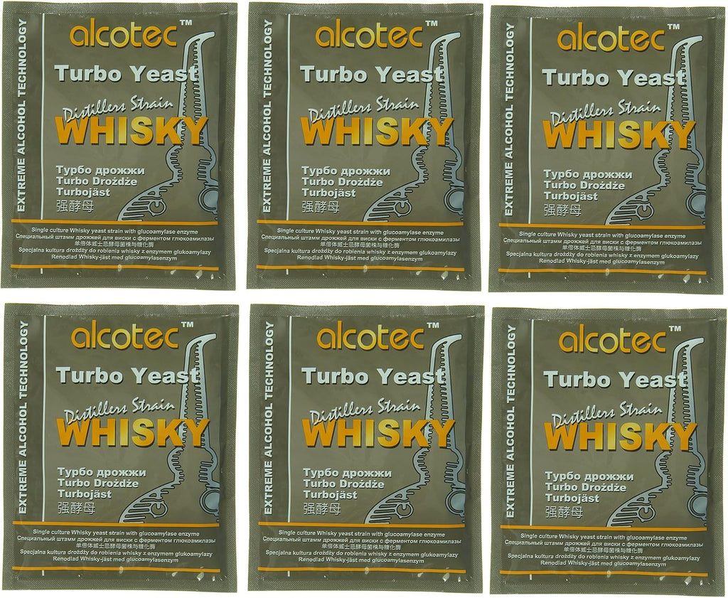 Alcotec Whiskey Turbo Yeast | Brewers Yeast Powder | Wine Yeast for Wine Making | Dry Yeast | Nutritional Yeast | (Pack of 6)