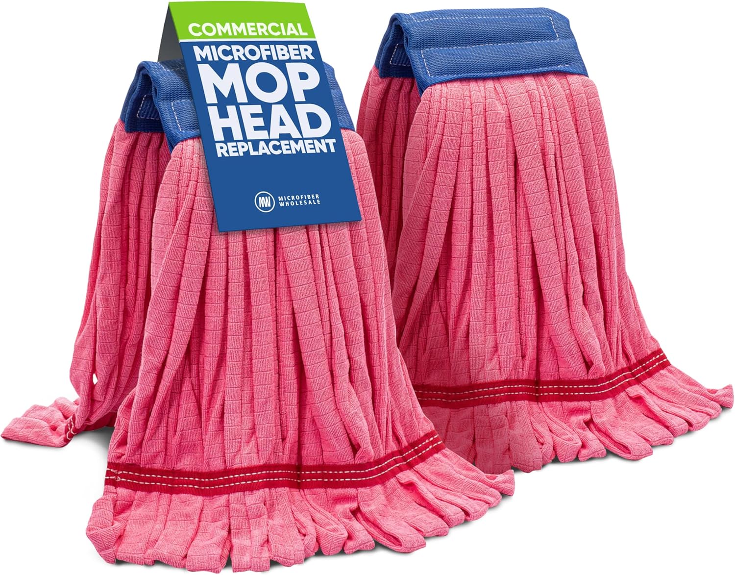 Commercial Mop Head Replacement - 2 Pack Red Large Microfiber Tube Mop | Industrial Wet Mops | Washable Refill, Reusable, Heavy Duty, Looped End Mopheads | | Hardwood, Concrete - Microfiber Wholesale