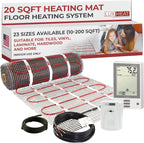 LuxHeat 20sqft Floor Heating Mat Kit - 120v in Floor Heating System - Complete Electric Radiant Heated Flooring System Includes Alarm, UDG Programmable Thermostat w/GFCI & Flooring Sensor