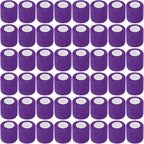 Treela 48 Pack Self Adhesive Wrap Bandage Bulk, 2 Inches x 5 Yards Self Adherent Cohesive Bandage Elastic Athletic Tape Breathable Wound Tape for Stretch Athletic Sports Wrist Ankle(Purple)