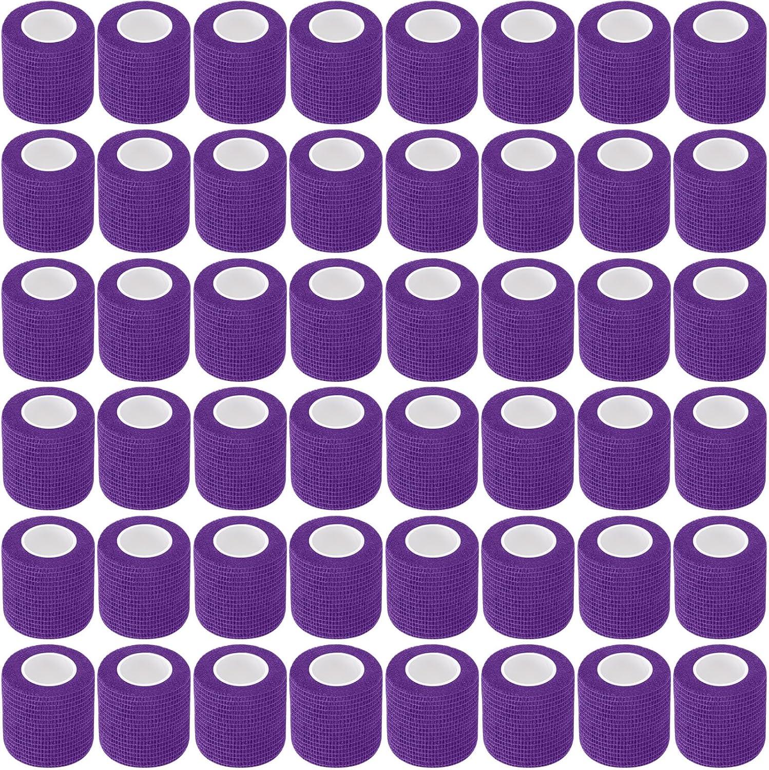 Treela 48 Pack Self Adhesive Wrap Bandage Bulk, 2 Inches x 5 Yards Self Adherent Cohesive Bandage Elastic Athletic Tape Breathable Wound Tape for Stretch Athletic Sports Wrist Ankle(Purple)