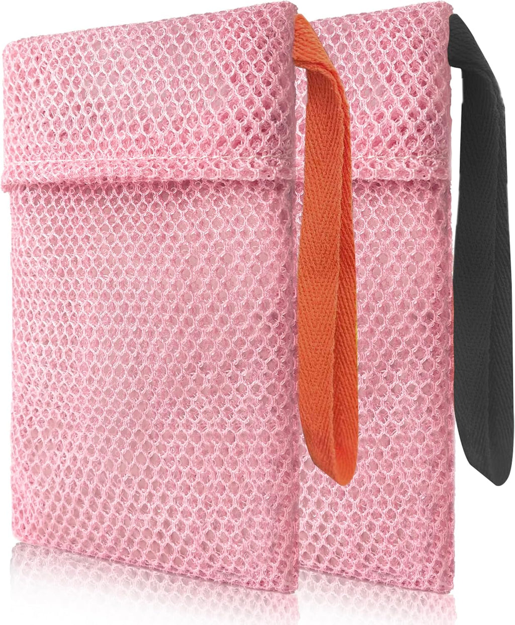 2 Pack Soap Bag Deep Exfoliating,Bar Soap Pouch Saver Pocket,Body Scrubber Shower Bath Sponge Loofah (Pink)