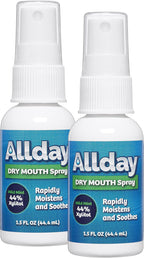 Allday Dry Mouth Spray - Maximum Strength Xylitol, Fast Acting, Non-Acidic (Pack of 2)