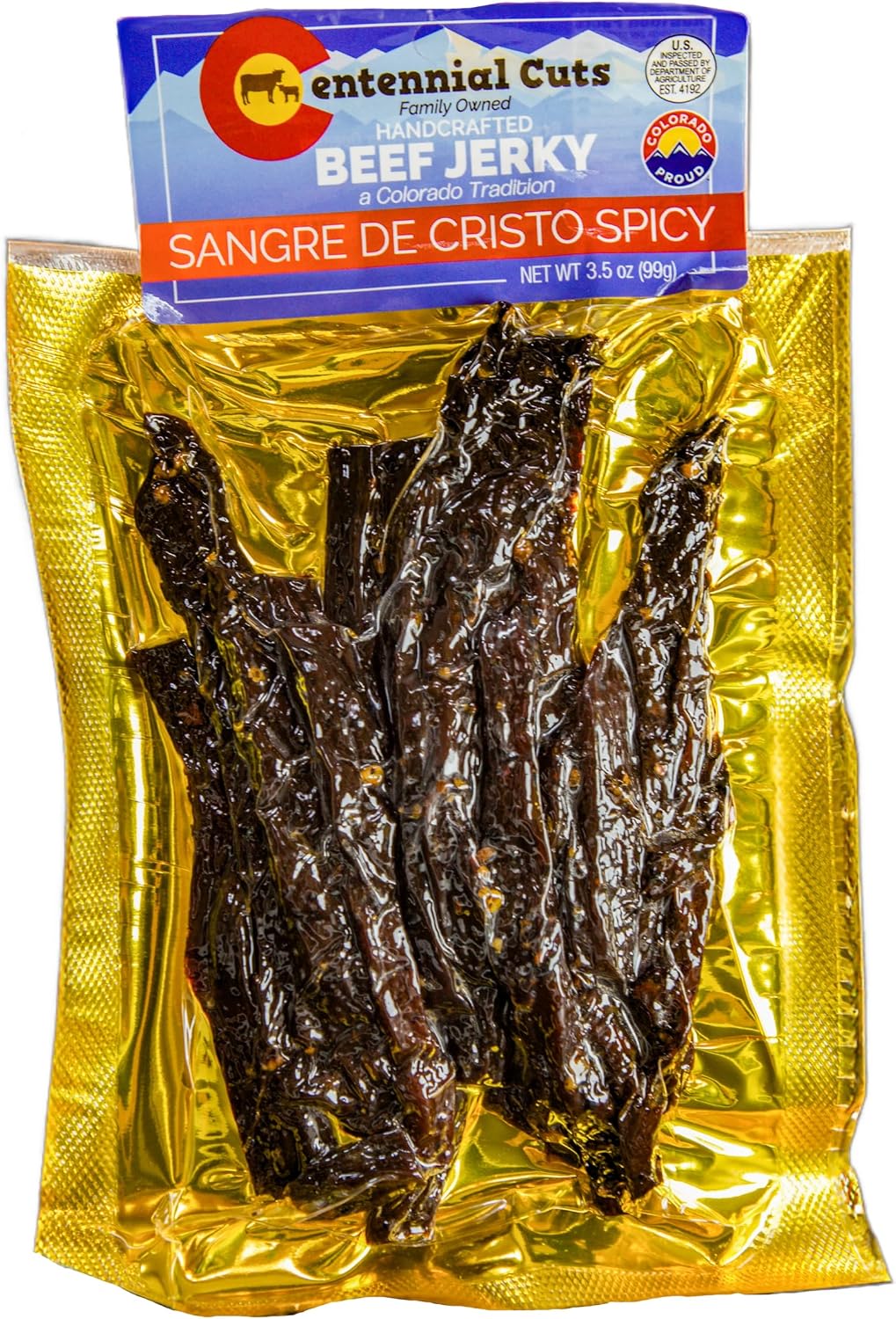 Centennial Cuts Beef Jerky – Sangre de Cristo Spicy, 3.5 oz, High Protein Snack