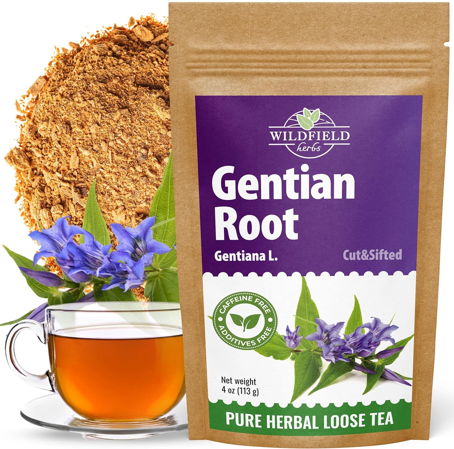 4 oz. Gentian Root Dried Gentian Root Herbal Tea (Gentiana Lutea) - 113g Raiz De Genciana