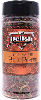 Dried Red and Green Bell Peppers Mix by It's Delish, 3 Oz. Medium Jar