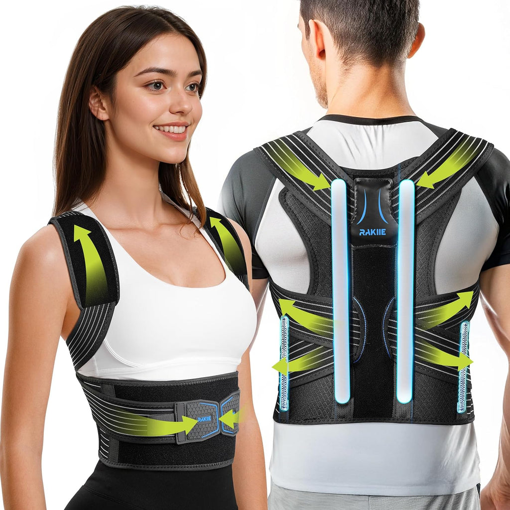 Posture Corrector for Women and Men, Upgraded Back Brace with Enhanced Support, Shoulder Straightener with Cushioned Shoulder Pads & Underarm Pain Relief Strap, Size M (Underbust: 35.4"-41")