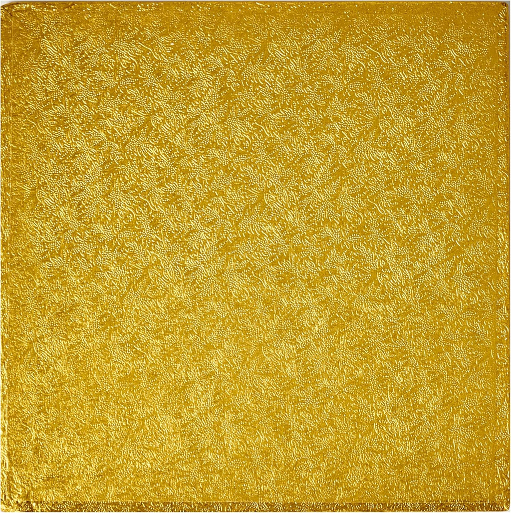 DecoPac Square Cake Drum, Foil Covered Cake Drum, Sturdy Half Inch Thick, Pack of 5, Gold - 8 Inch