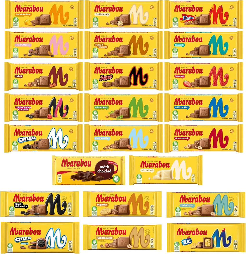 Marabou Chocolate Bars – Pick Any 10 From Multiple Flavors (Mix & Match Your Favorites)