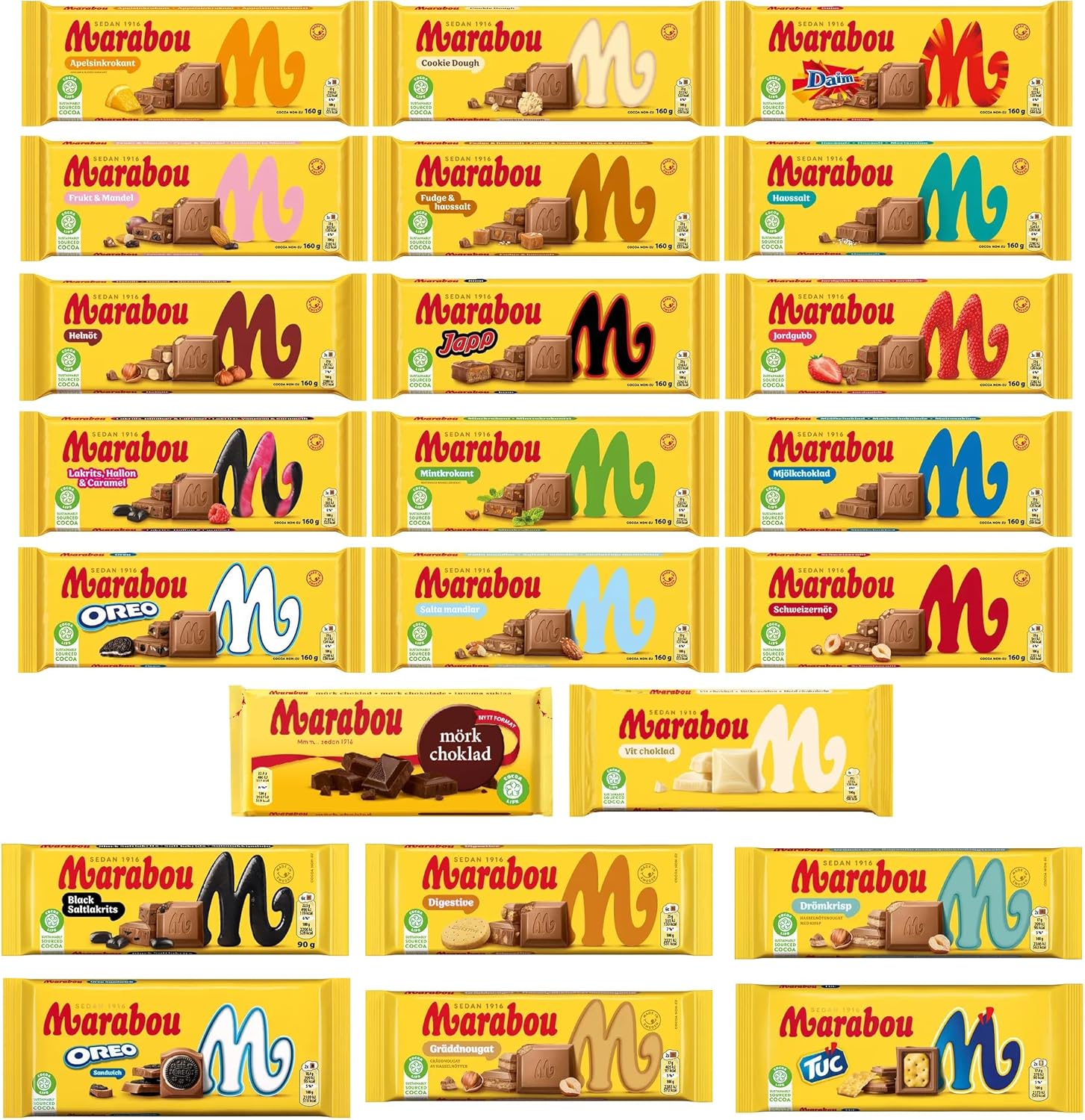 Marabou Chocolate Bars – Pick Any 10 From Multiple Flavors (Mix & Match Your Favorites)