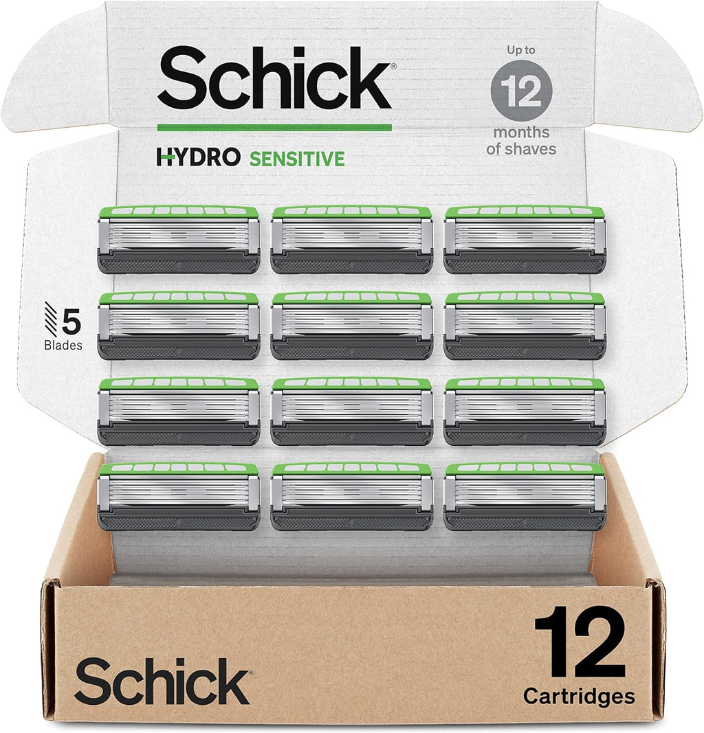 Schick Hydro Sensitive Razor Refills, 12ct | 5 Blade Razor for Men, Shaving Blades, 12 Refills