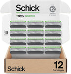 Schick Hydro Sensitive Razor Refills, 12ct | 5 Blade Razor for Men, Shaving Blades, 12 Refills
