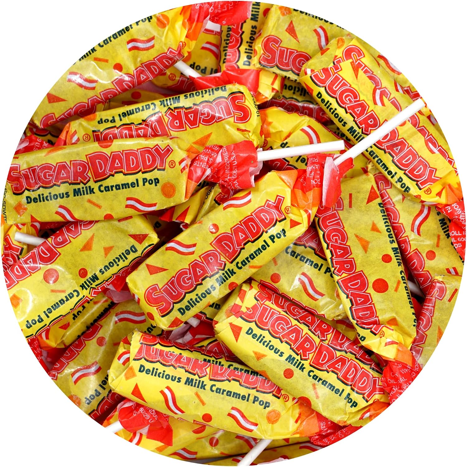 Sugar Daddy Milk Caramel Pops, 2 Pound Bulk Bag (Approx. 65 Lollipops) Caramel Lollipops, Sugar Daddy Suckers