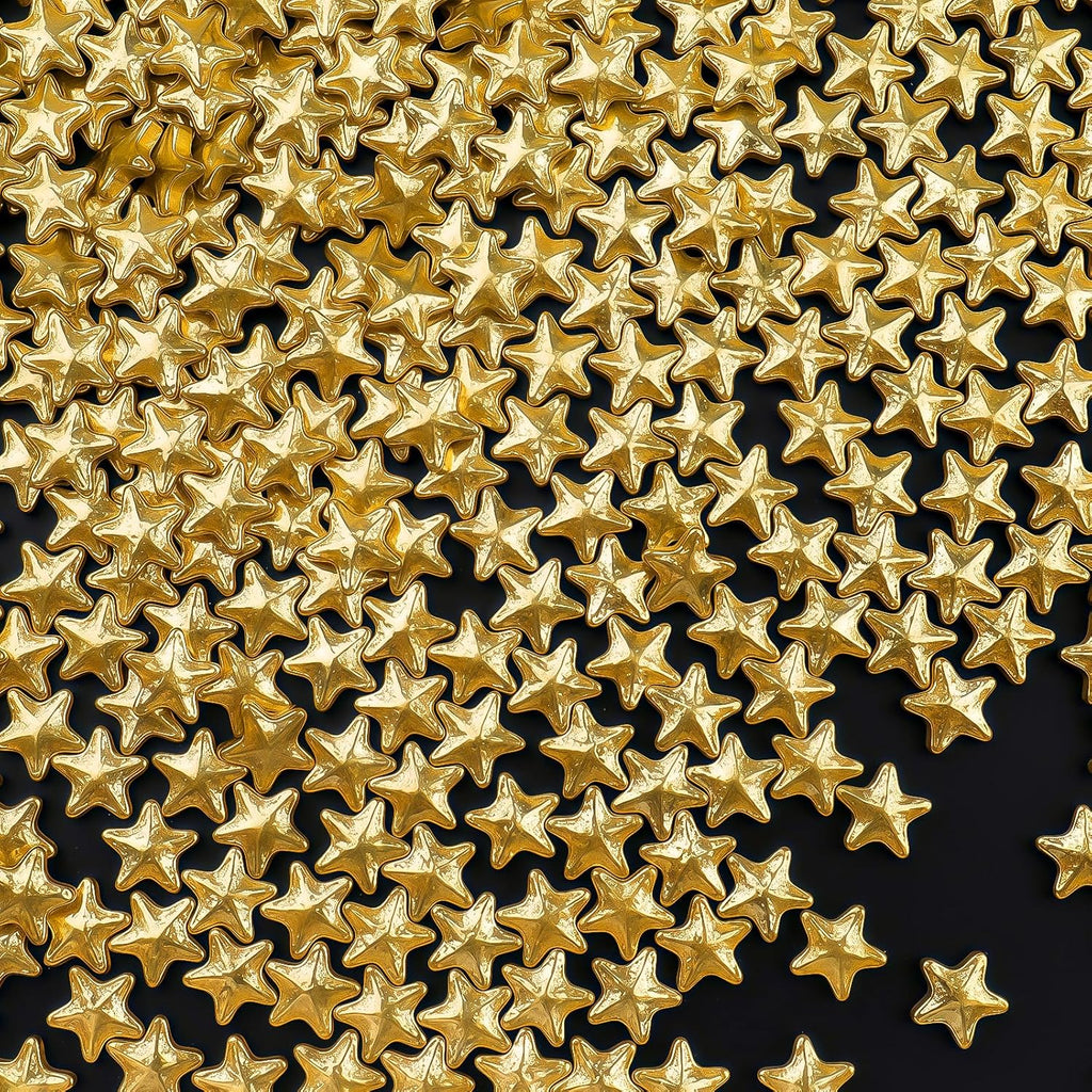 Gold Star Sprinkles, Edible Candy Stars for Cake Decorating, Cupcakes, Cookies & Desserts, 4.6oz Shiny Metallic Gold Sprinkles for Christmas, Graduation, Birthday, Holiday Baking