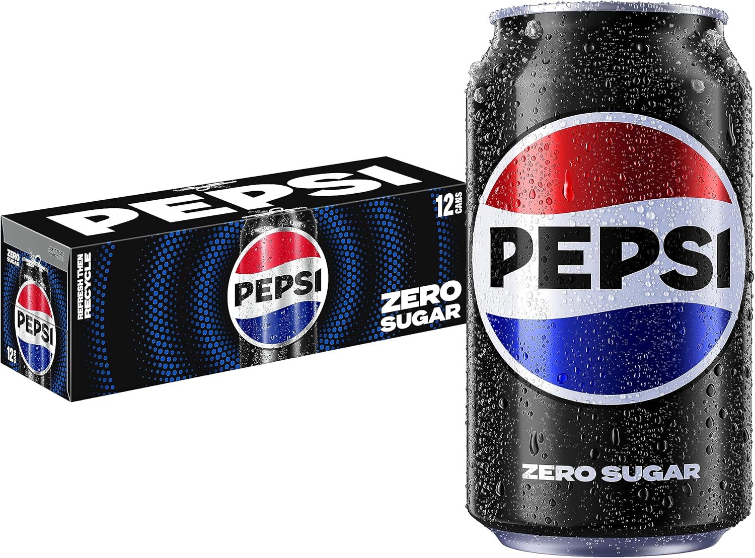Pepsi Zero Sugar Cola Soda, 12 Fl Oz Cans (Pack of 12)
