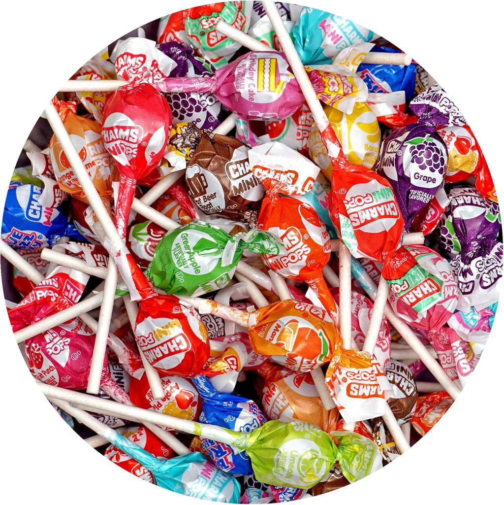 Charms Mini Pops Lollipop, 2 Pound Bulk Bag (Approx. 150 Lollipops) Individually Wrapped Charm Suckers Candy, 18 Assorted Flavors