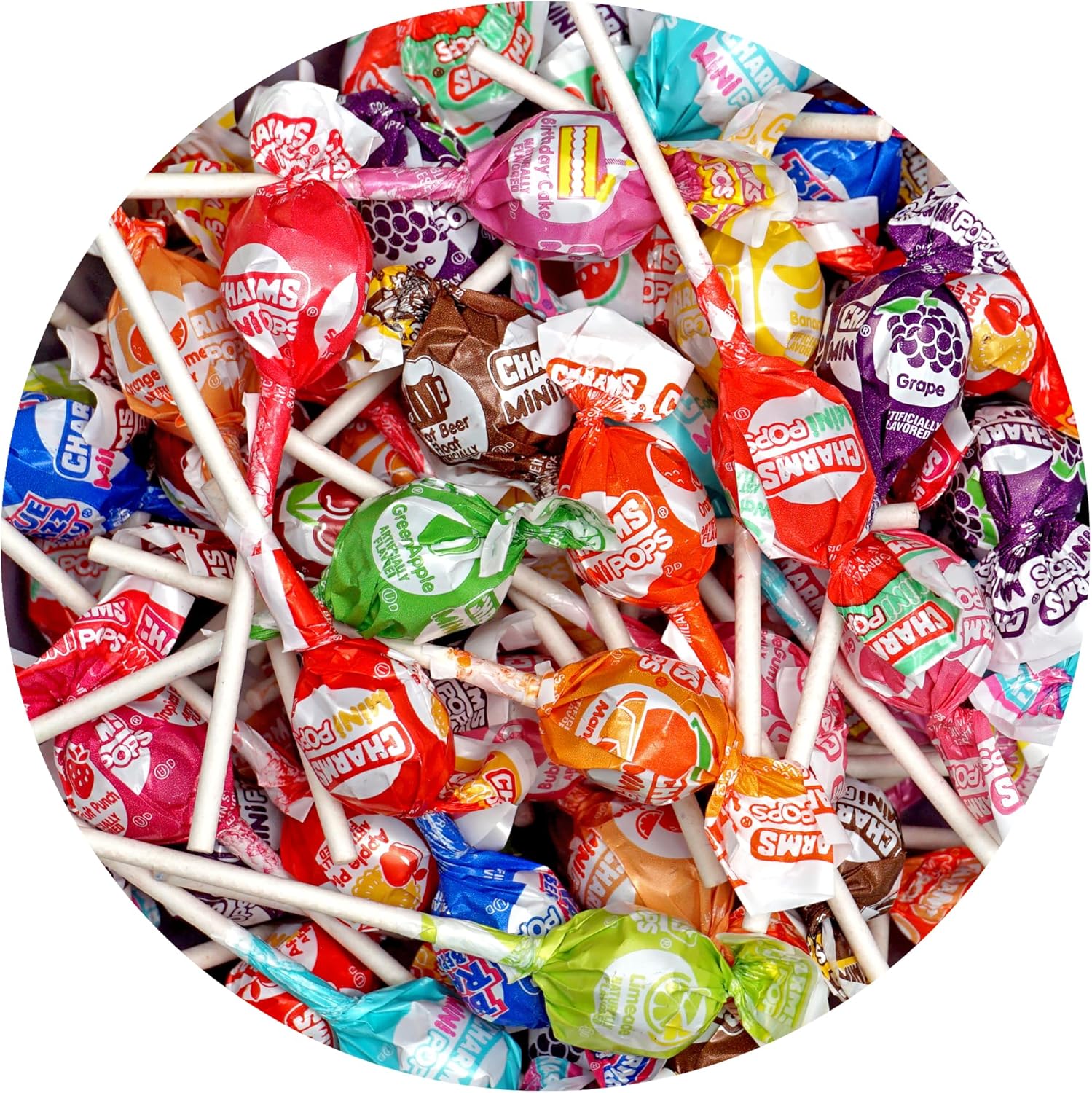 Charms Mini Pops Lollipop, 2 Pound Bulk Bag (Approx. 150 Lollipops) Individually Wrapped Charm Suckers Candy, 18 Assorted Flavors