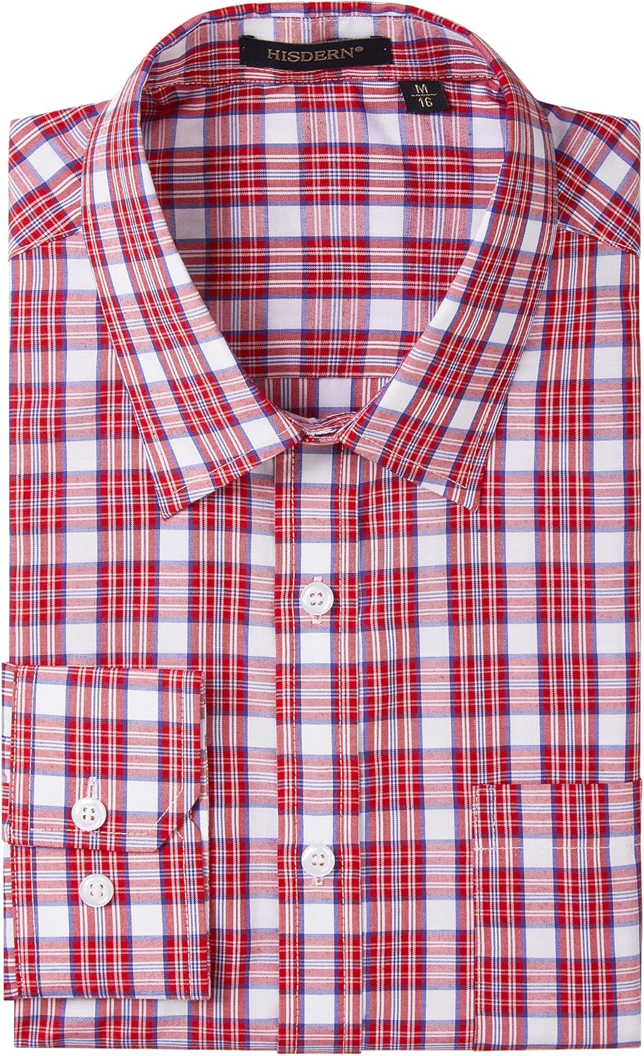 HISDERN Mens Casual Dress Shirts Plaid Button Down Shirt Long Sleeve Formal Business Gingham Shirt for Men