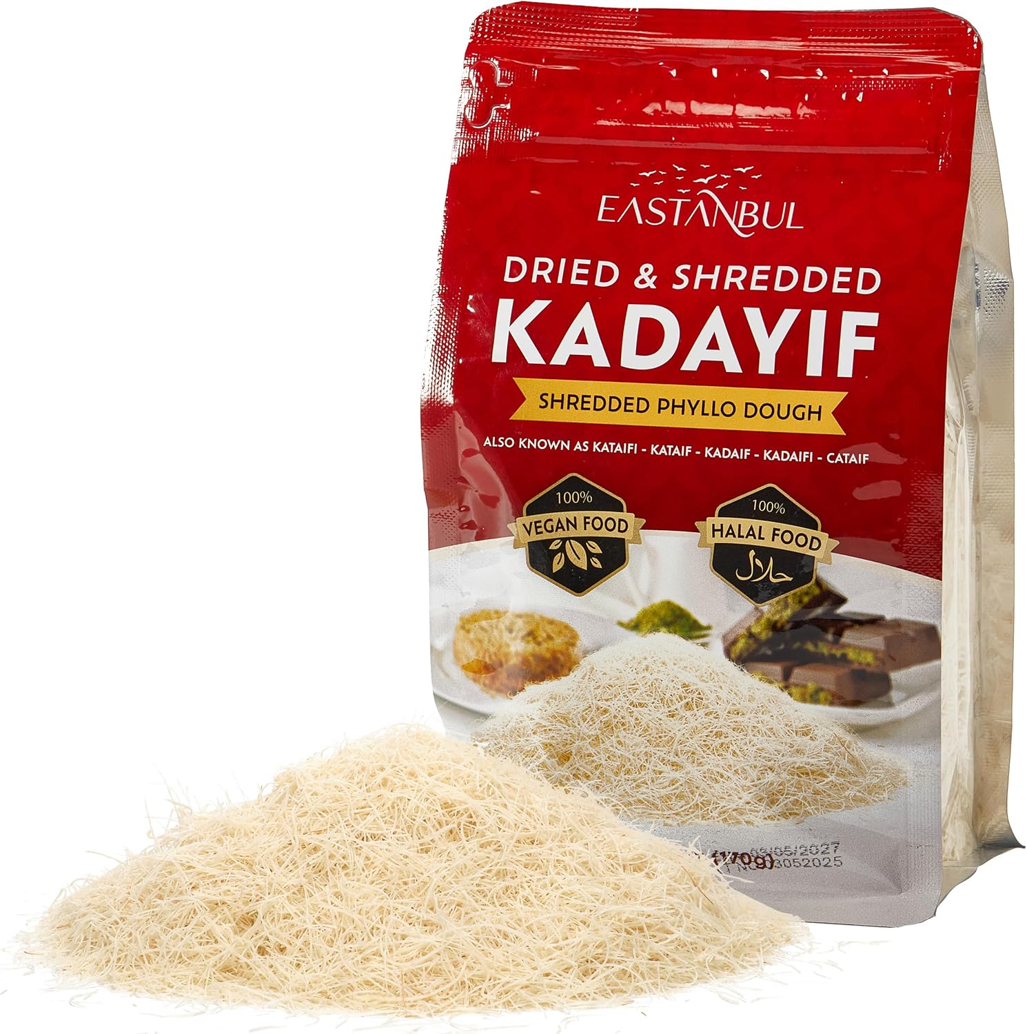 Eastanbul Dried & Chopped Kataifi Shredded Fillo Dough, Kurutulmus Kadayif Pastry Dough, Ingredient for The Viral Dubai Pistachio Chocolate Bar, Shredded Phyllo, Kunafa, Knafeh, Katifi, 170g (6oz)