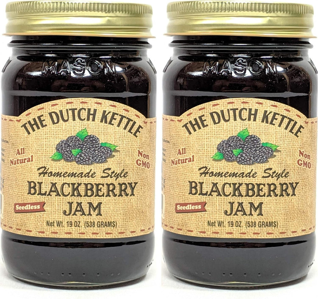 Amish Homestyle Blackberry Jam Seedless 2-19 Oz. Jars All Natural Non-GMO No Preservatives