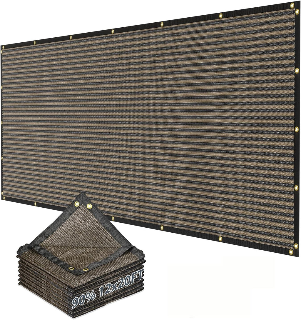 90% Sun Shade Cloth, Kesfitt 12x20FT Garden Shade Cover with Reinforced Grommets, Mesh Tarp Sun Privacy Screen for Greenhouse, Plant, Pergola, and Backyard Patio Sunshade