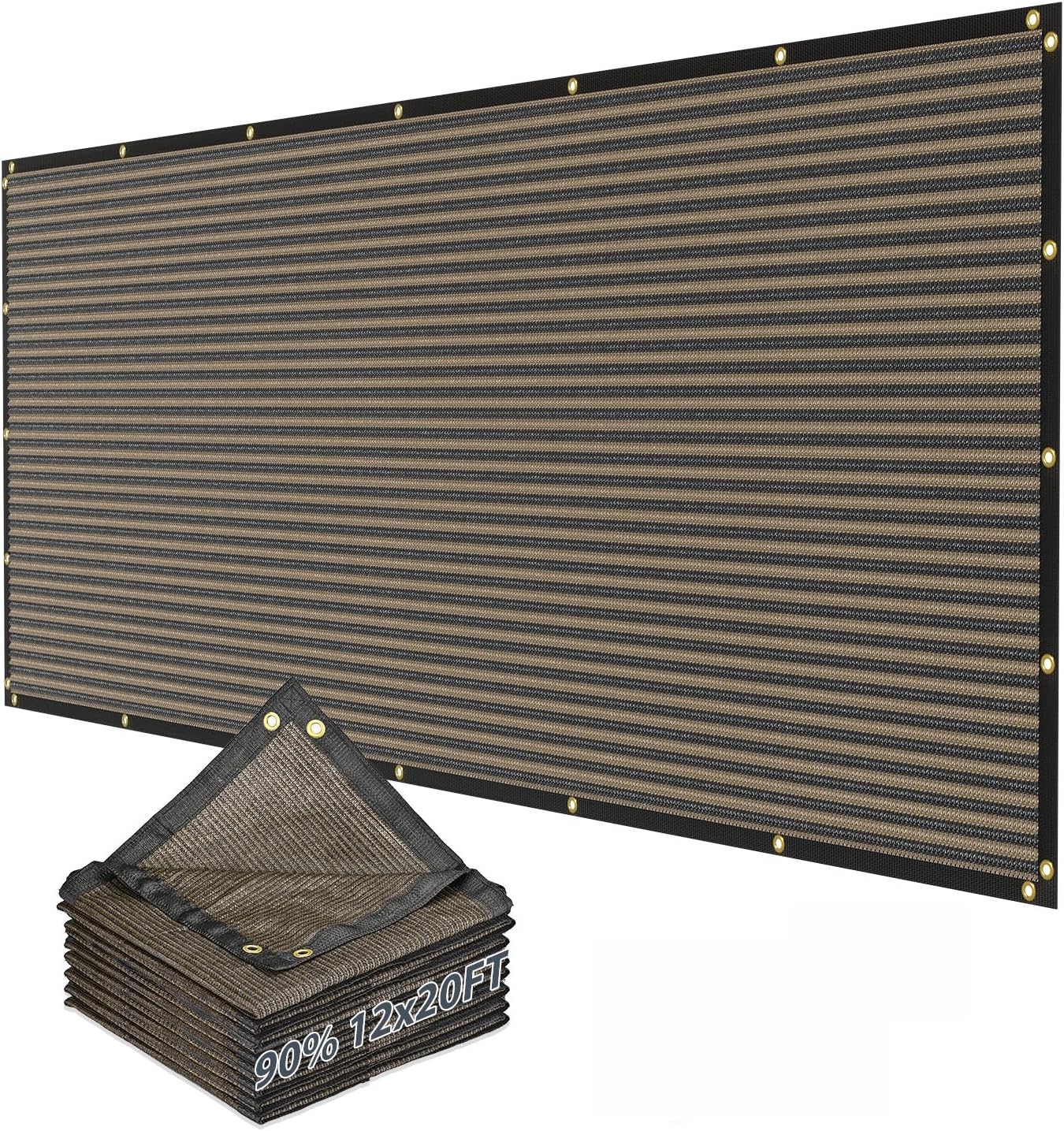 90% Sun Shade Cloth, Kesfitt 12x20FT Garden Shade Cover with Reinforced Grommets, Mesh Tarp Sun Privacy Screen for Greenhouse, Plant, Pergola, and Backyard Patio Sunshade