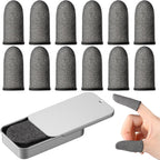 12 Pack Gaming Finger Sleeves Mobile Phone Silver Fiber Thumb Sleeve Finger Touchscreen Enhanced 0.15 mm Anti-Sweat Anti-Slip Gloves Cover for Mobile Games Sensitivity All-Season Comfort
