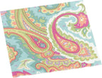 Entertaining with Caspari Paisley Set of 20 Paper Cocktail Napkin, Aqua and Green