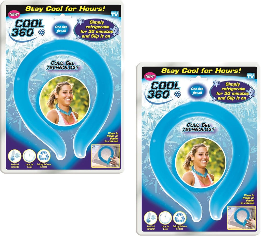 Cool 360 Cooling Neck Wraps, Set of 2– Reusable Neck Cooling Tubes for Hot Weather, Wearable Body Cooler Ice Rings for Summer Heat Relief, Sports, Outdoors, Hot Flashes & Exercise– by Spark Innovators