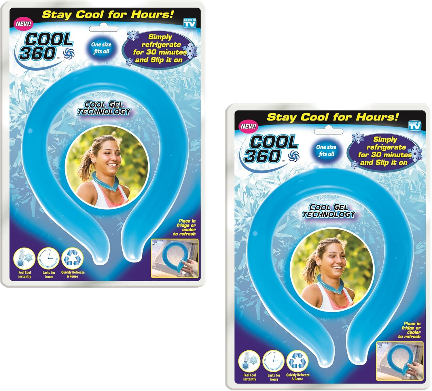Cool 360 Cooling Neck Wraps, Set of 2– Reusable Neck Cooling Tubes for Hot Weather, Wearable Body Cooler Ice Rings for Summer Heat Relief, Sports, Outdoors, Hot Flashes & Exercise– by Spark Innovators