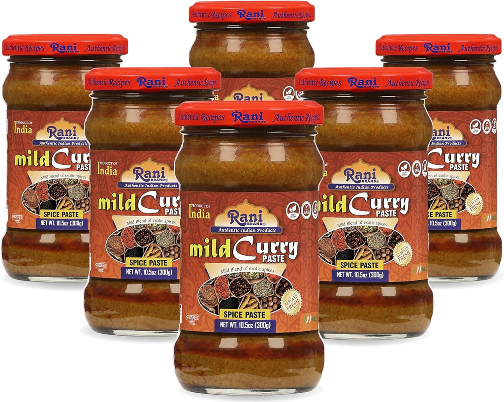 Rani Curry Paste MILD (Spice Paste) 10.5oz (300g) Glass Jar, Pack of 5+1 FREE ~ No Colors | All Natural | NON-GMO | Kosher | Vegan | Gluten Free | Indian Origin