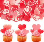 Ephlyn 80Pcs Edible Heart Toppers - Valentine's Day & Birthday Cupcake Decors