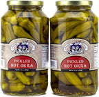 Amish Wedding Hot Pickled Okra 32oz (Pack of 2)