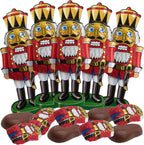 Needzo Foiled Individually Wrapped Nutcracker Figure Chocolates, Milk Chocolate Christmas Nutcrackers for Decorations and Stocking Stuffers, Bulk Festive Holiday Candies, Pack of 5