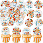 Ercadio 40 Pack Edible Sunshine Cupcake Drink Toppers Edible Blue Here Comes The Sun Sunny Baby Shower Cupcake Picks for Sunshine Theme Baby Boys Birthday Party Cake Decorations