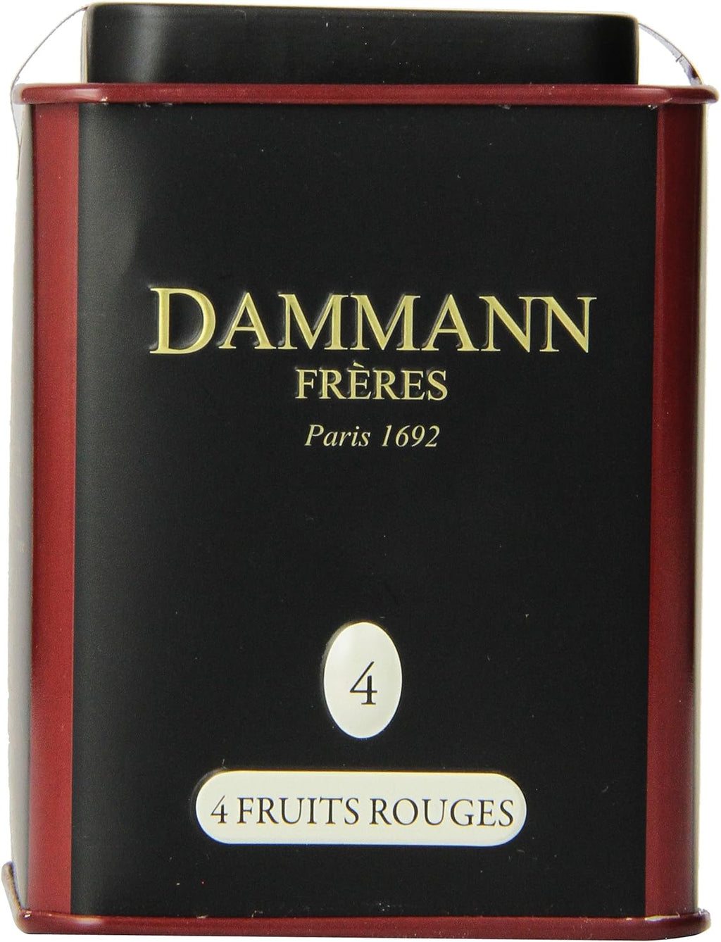 Dammann Freres Loose Leaf, Quatre Fruits Rouges, Premium Gourmet French Black Tea, Blend Strawberry, Cherry, Raspberry, Red Currant Flavors, 3.52 Ounce Tin